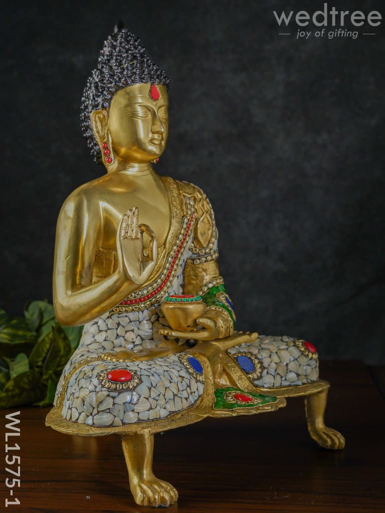 Brass Buddha With Stone Work - Wl1575 Figurines