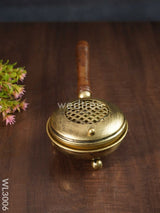 Brass Coated Dhoop Dhani With Wooden Handle - Wl3006 Utility