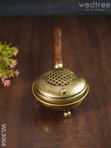 Brass Coated Dhoop Dhani With Wooden Handle - Wl3006 Utility