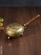 Brass Coated Dhoop Dhani With Wooden Handle - Wl3006 Utility