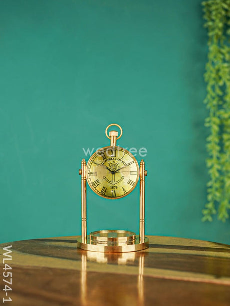 Brass Compass With Clock - Wl4574 Utility