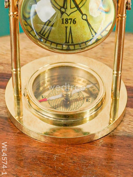 Brass Compass With Clock - Wl4574 Utility