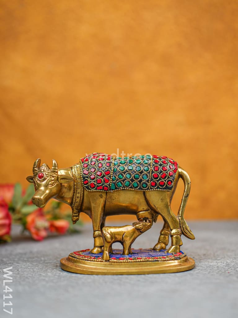 Brass Cow And Calf - Stonework Wl4117 Figurines