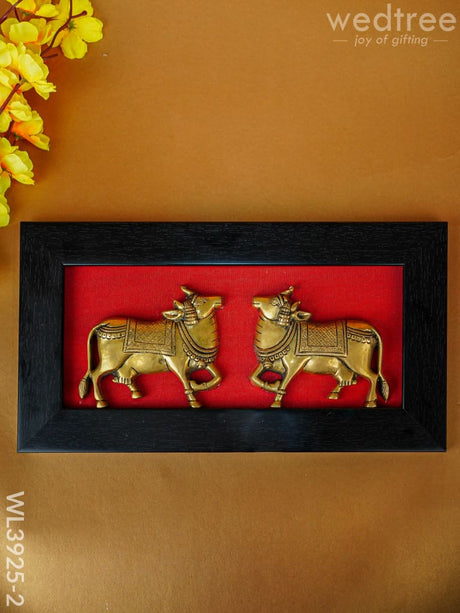 Brass Cow Wall Hanging - Set Of 2 Wl3925 With Frame