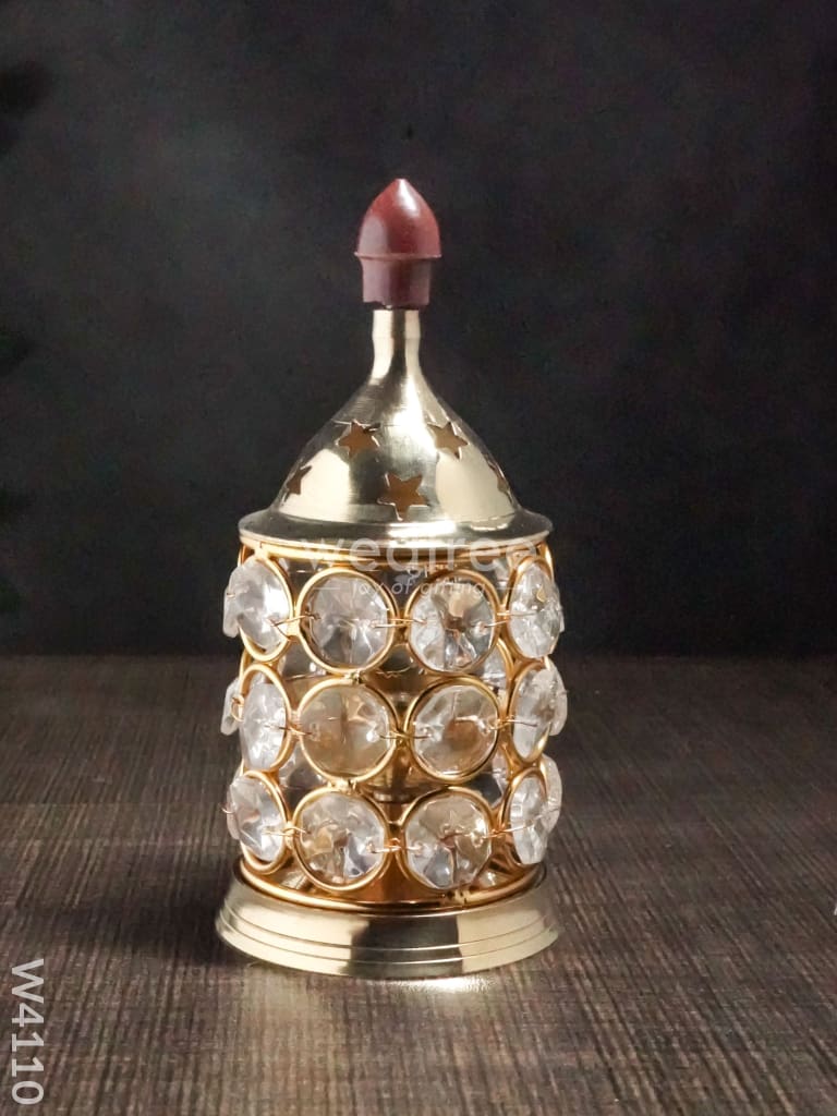 Brass Crystal Diya 1.5 Inch - W4110 Gifts