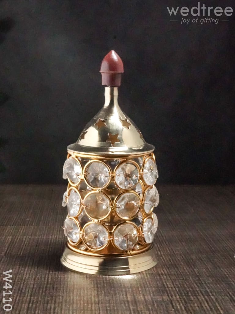 Brass Crystal Diya 1.5 Inch - W4110 Gifts