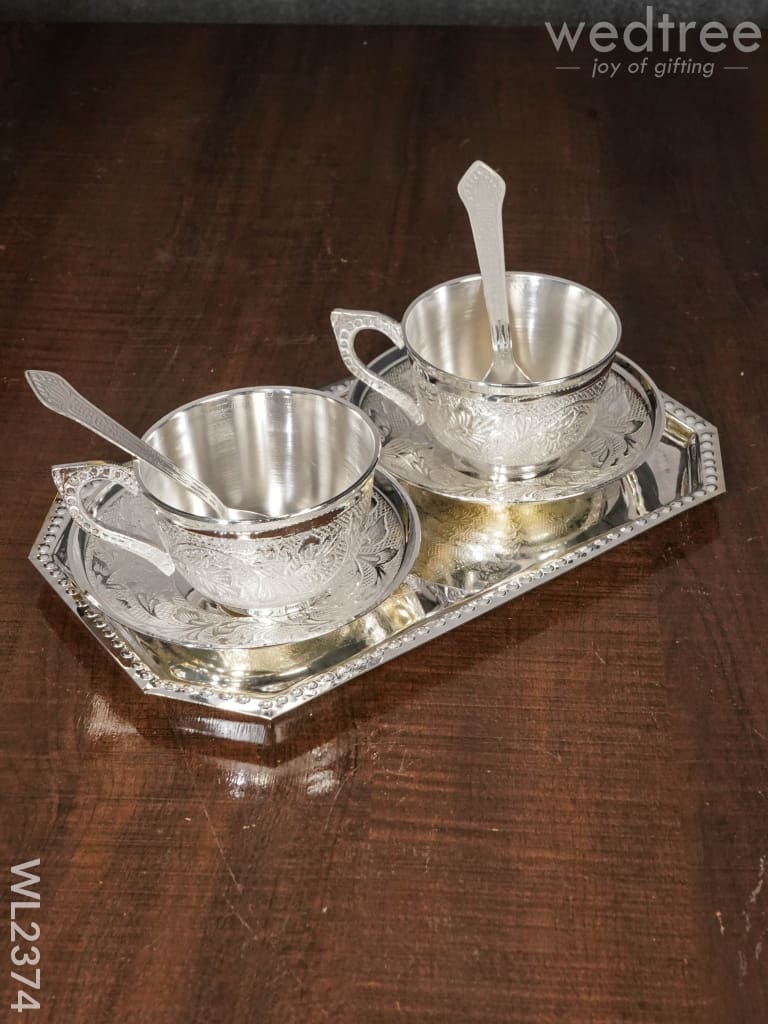 Brass Cup And Saucer With Tray - Wl2374 Utility