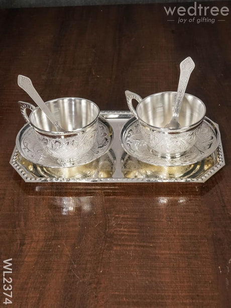 Brass Cup And Saucer With Tray - Wl2374 Utility