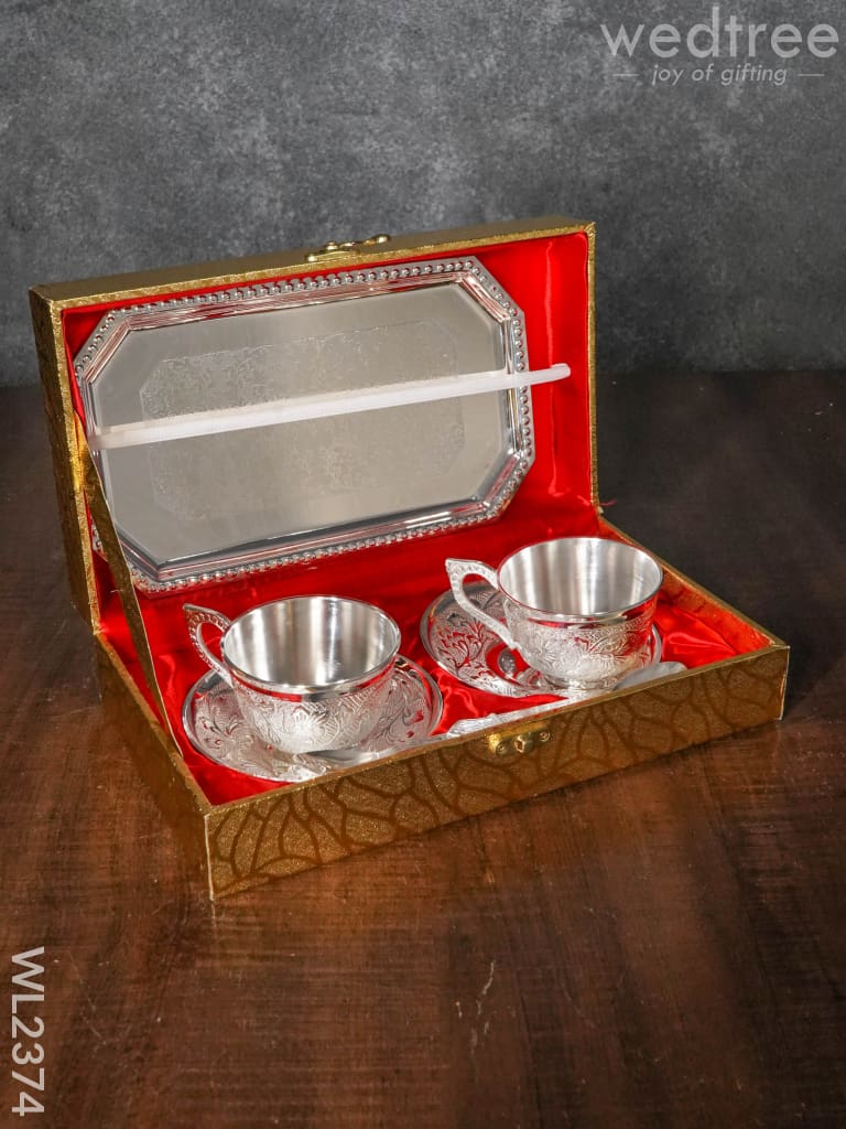 Brass Cup And Saucer With Tray - Wl2374 Utility