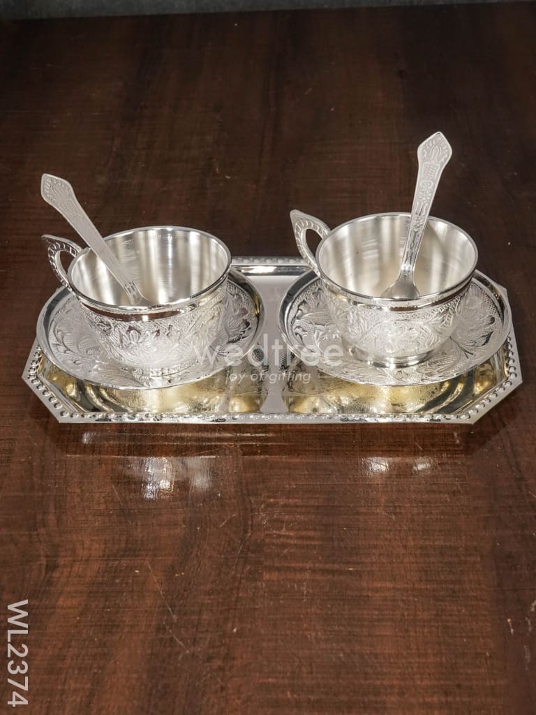 Brass Cup And Saucer With Tray - Wl2374 Utility