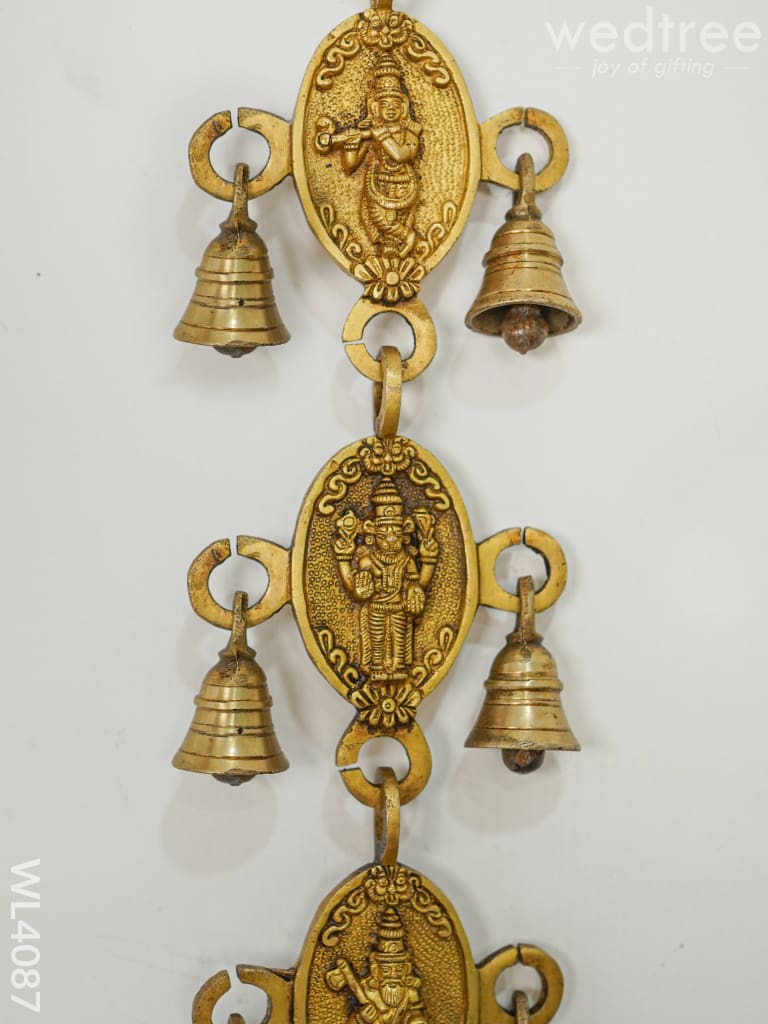 Brass Dasavataram Hanging With Bells - Set Of 2 Wl4087 Wall