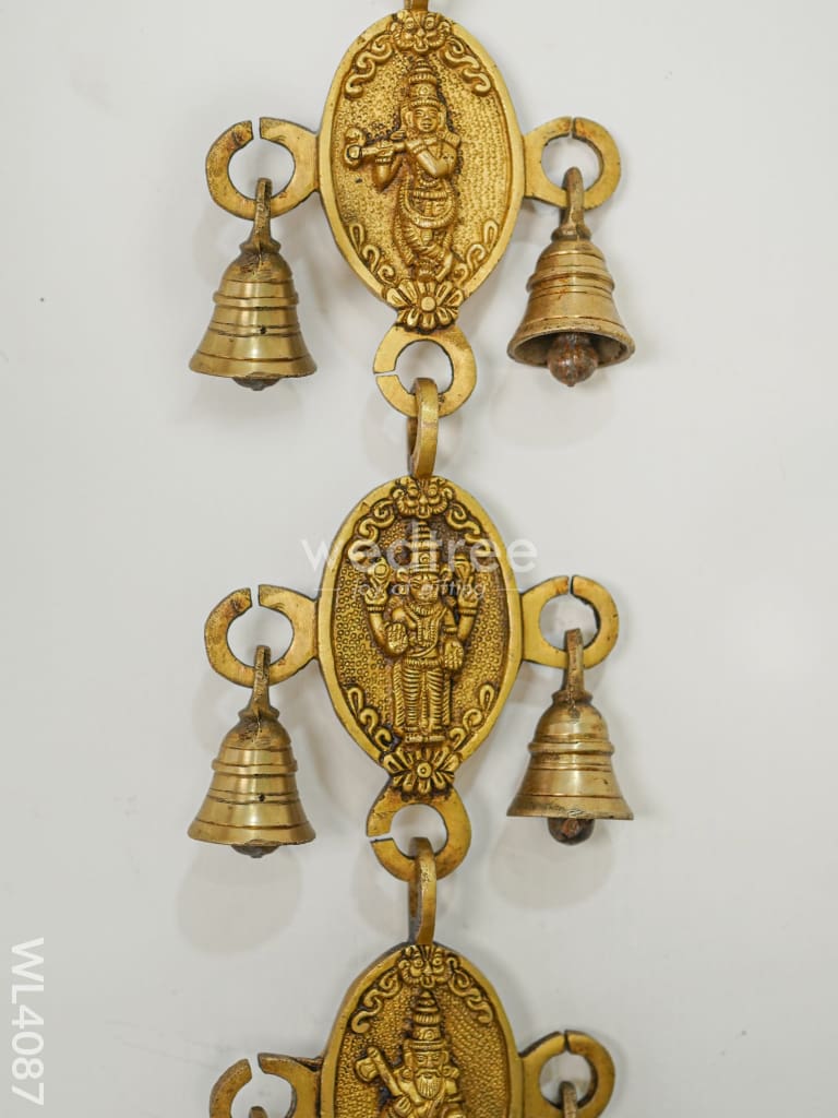 Brass Dasavataram Hanging With Bells - Set Of 2 Wl4087 Wall