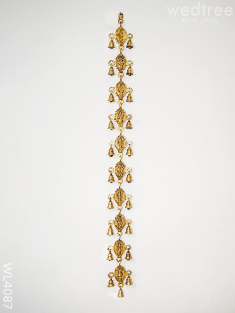 Brass Dasavataram Hanging With Bells - Set Of 2 Wl4087 Wall