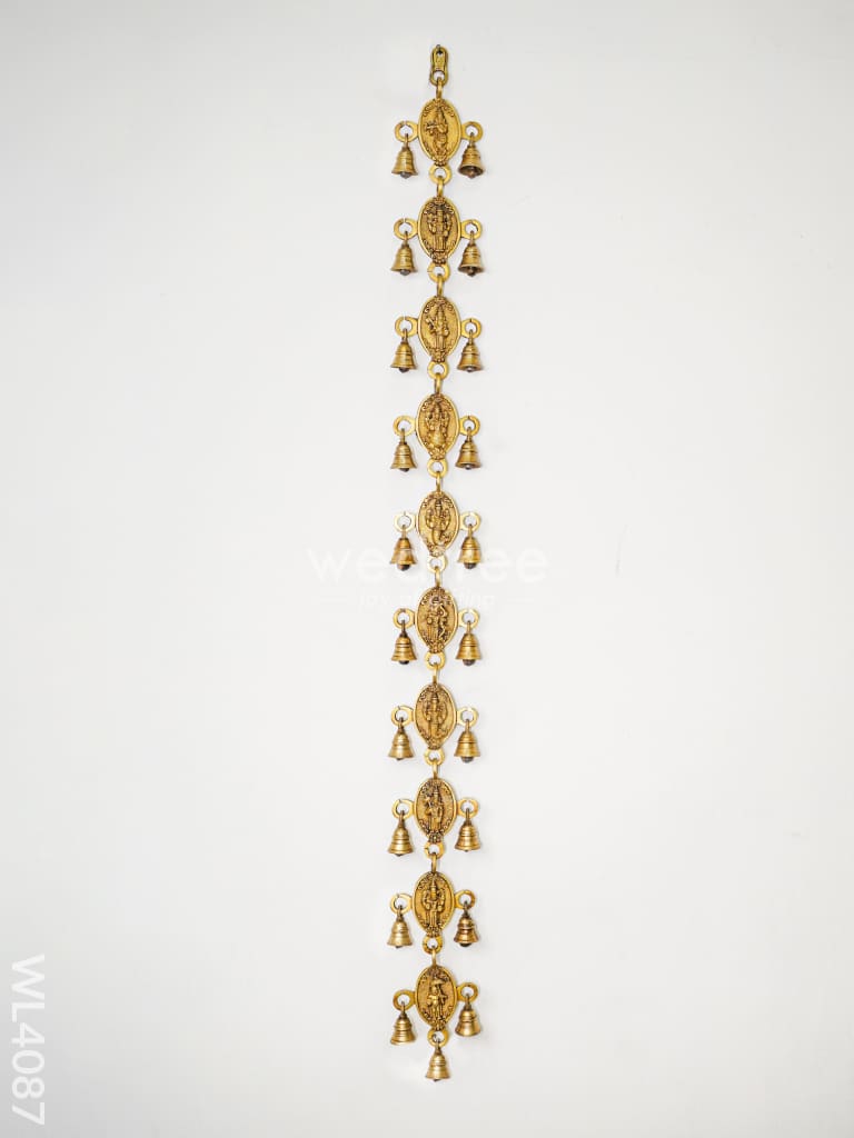 Brass Dasavataram Hanging With Bells - Set Of 2 Wl4087 Wall