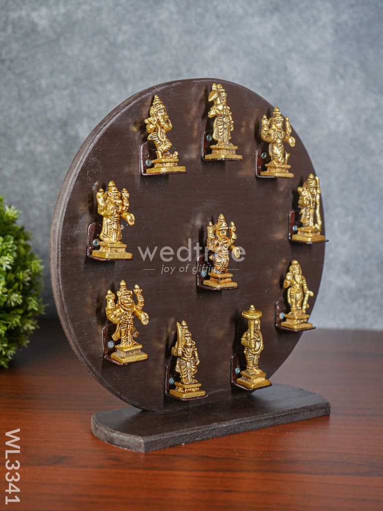 Brass Dasavathar Idols With Wooden Frame - Wl3341 Decor