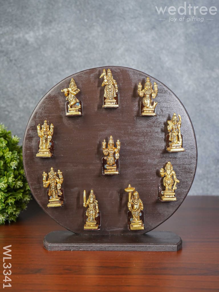 Brass Dasavathar Idols With Wooden Frame - Wl3341 Decor