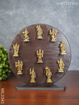 Brass Dasavathar Idols With Wooden Frame - Wl3341 Decor