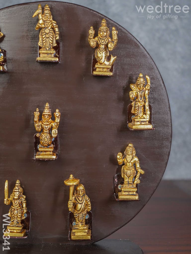 Brass Dasavathar Idols With Wooden Frame - Wl3341 Decor