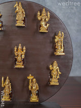 Brass Dasavathar Idols With Wooden Frame - Wl3341 Decor