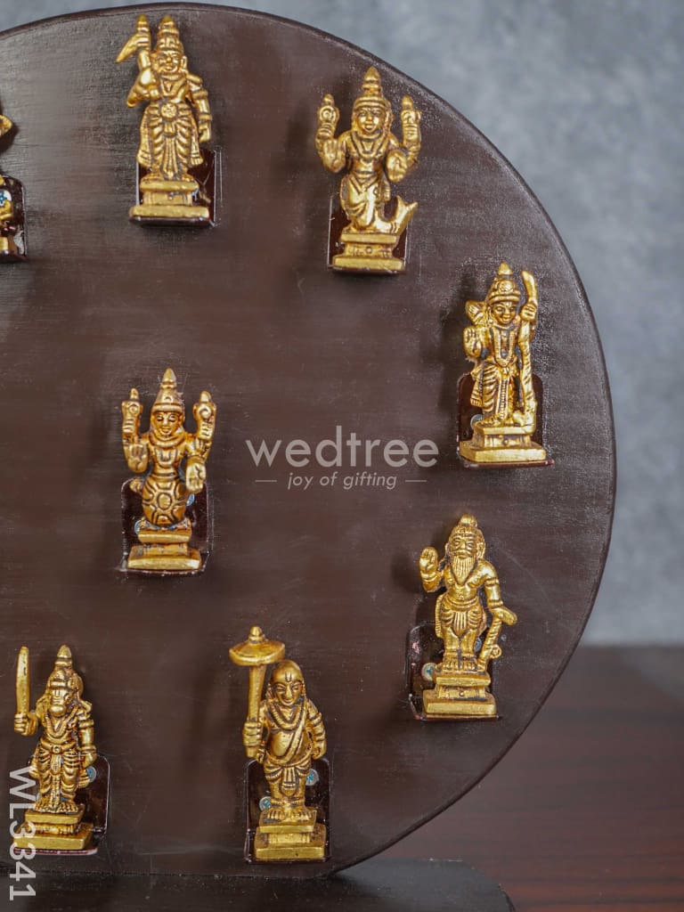 Brass Dasavathar Idols With Wooden Frame - Wl3341 Decor