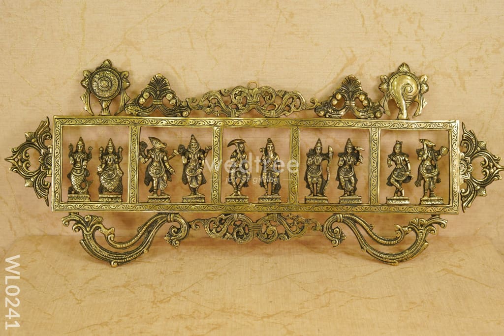 Dasavathar Wall Hanging (Single Frame) - Brown Antique Finish Wl0241 Brass Figurines