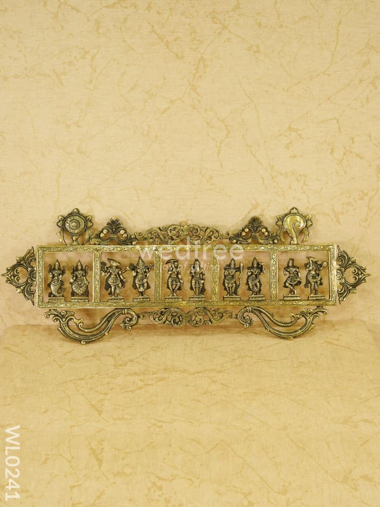 Dasavathar Wall Hanging (Single Frame) - Brown Antique Finish Wl0241 Brass Figurines