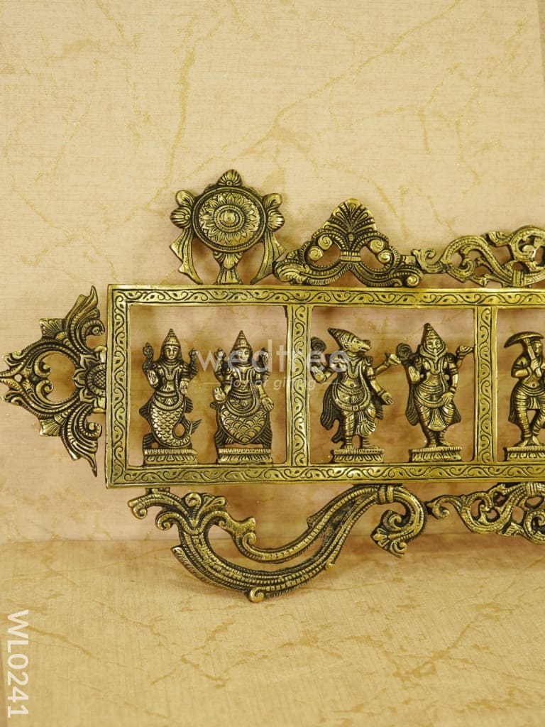 Dasavathar Wall Hanging (Single Frame) - Brown Antique Finish Wl0241 Brass Figurines