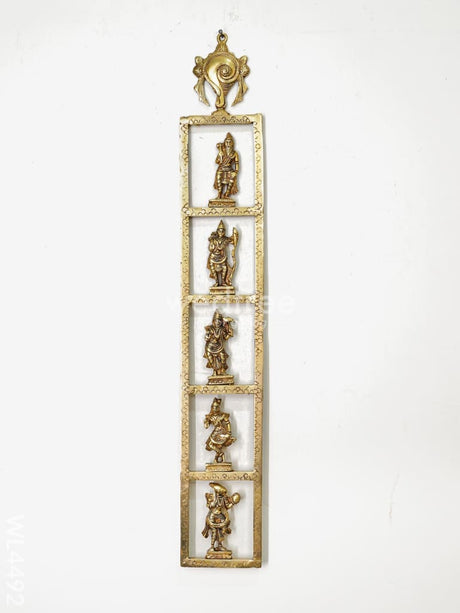 Brass Dasavatharam Vertical Frame With Shank Chakra - Set Of 2 Wl4492 Wall Hanging