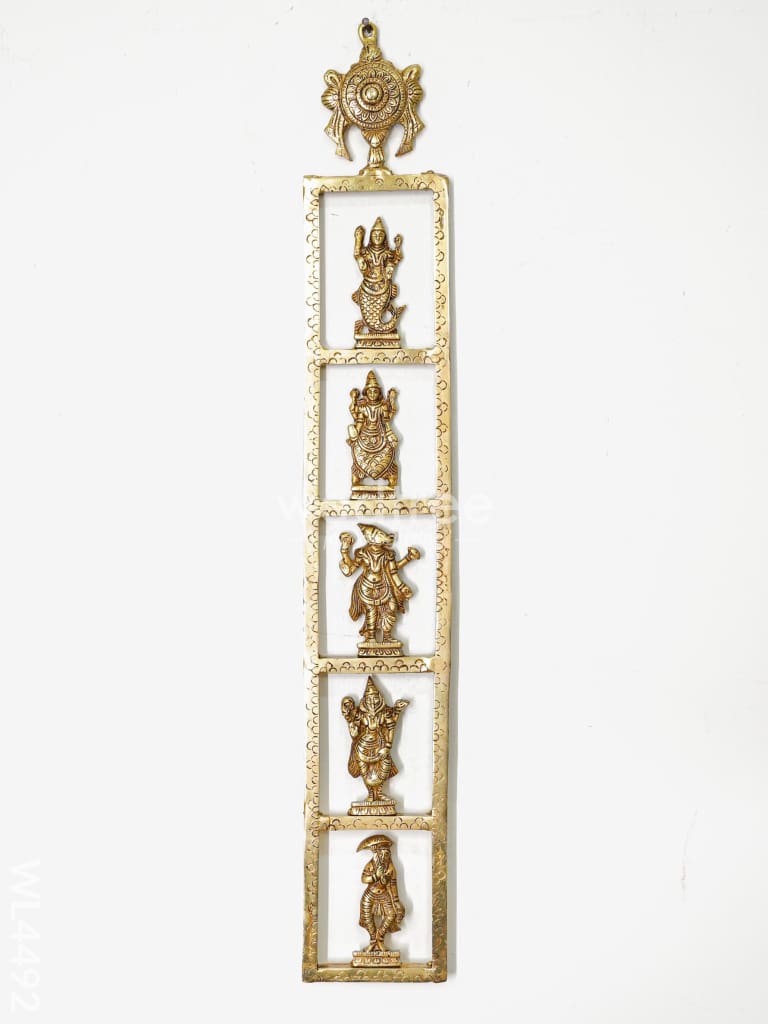 Brass Dasavatharam Vertical Frame With Shank Chakra - Set Of 2 Wl4492 Wall Hanging