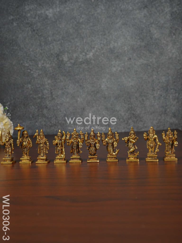 Brass Dasavathar Idols (Brown Antique Finish) - 2.3 Inch Wl0306-3 Figurines