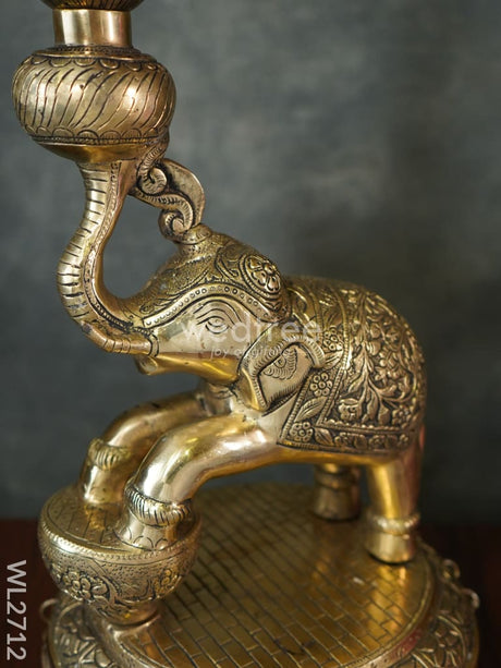 Brass Decorative Elephant 5 Face Diya With Bells - Wl2712