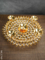 Decorative Lotus Leaf Shaped Crystal Diya - Wl1749 Gifts