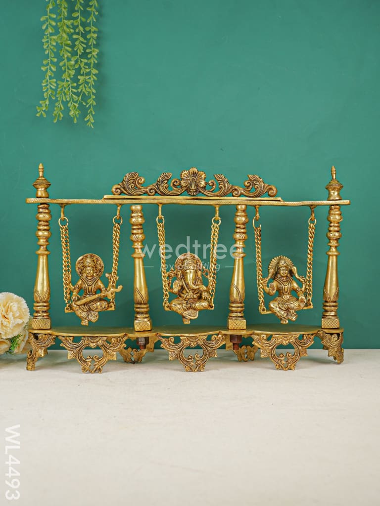 Brass Decorative Swing With Lakshmi Ganesha Sarawathi - Wl4493 Figurines