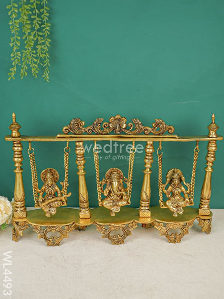 Brass Decorative Swing With Lakshmi Ganesha Sarawathi - Wl4493 Figurines