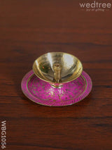 Brass Diya With Coloured Base - Wbg1056 Diyas