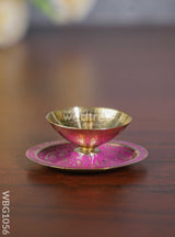 Brass Diya With Coloured Base - Wbg1056 Diyas