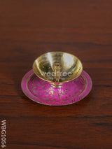 Brass Diya With Coloured Base - Wbg1056 Diyas