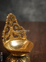 Brass Diya With Lotus Base - Wl2274