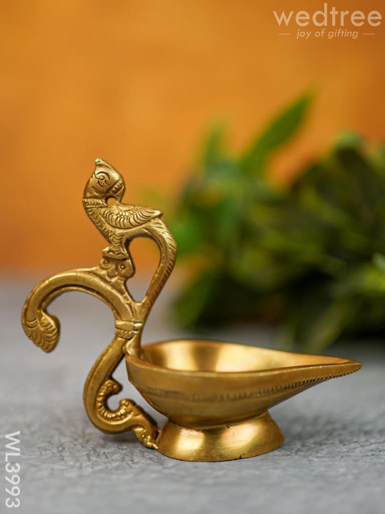 Brass Diya With Annapakshi Handle - Wl3993