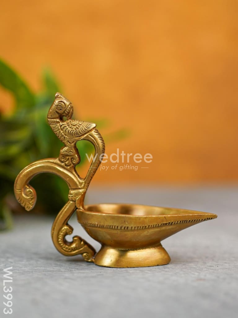 Brass Diya With Annapakshi Handle - Wl3993