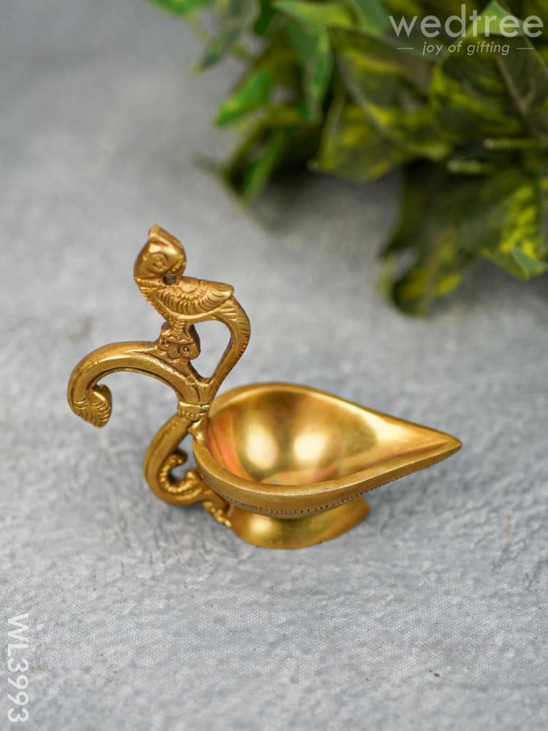 Brass Diya With Annapakshi Handle - Wl3993