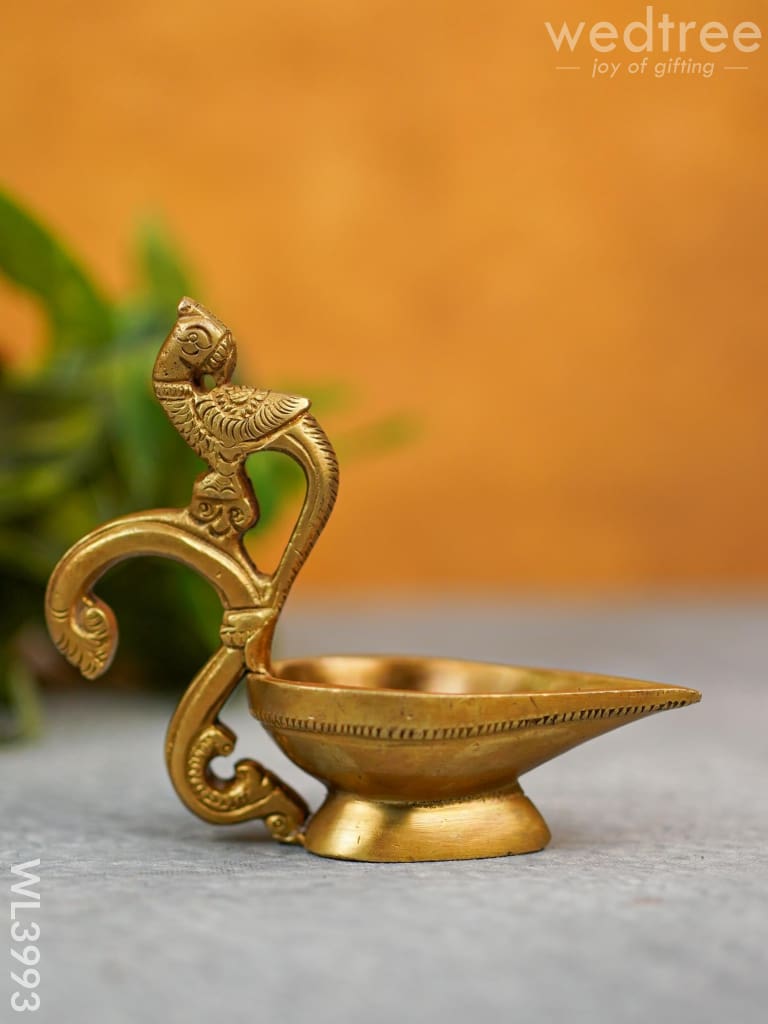 Brass Diya With Annapakshi Handle - Wl3993