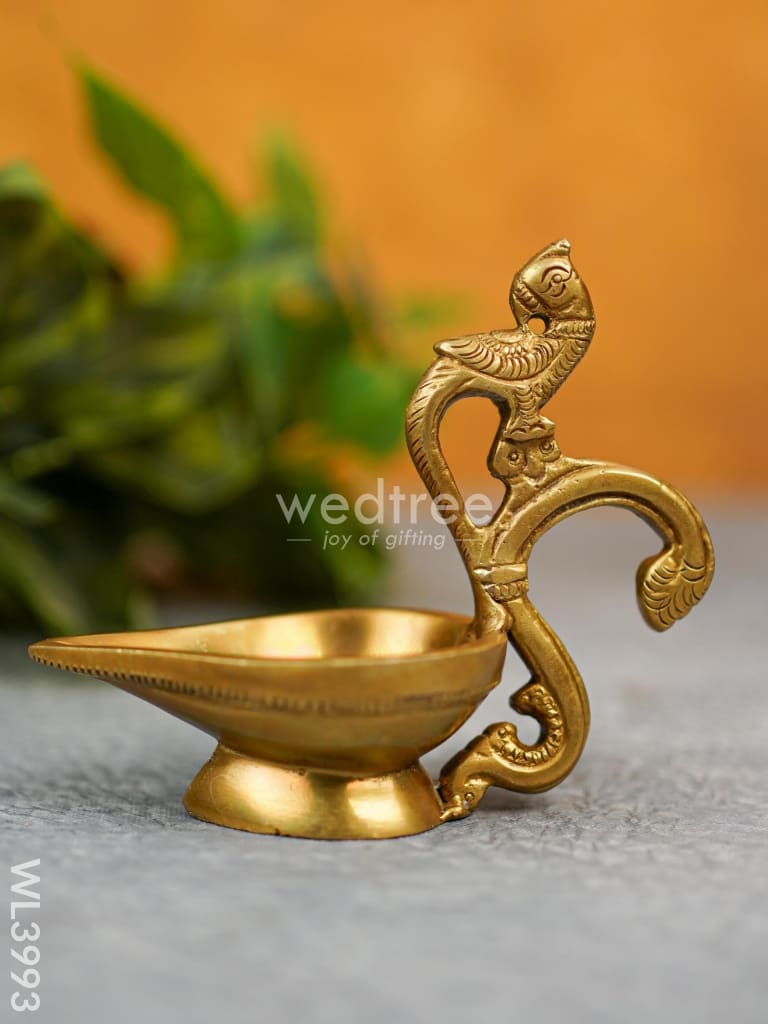 Brass Diya With Annapakshi Handle - Wl3993