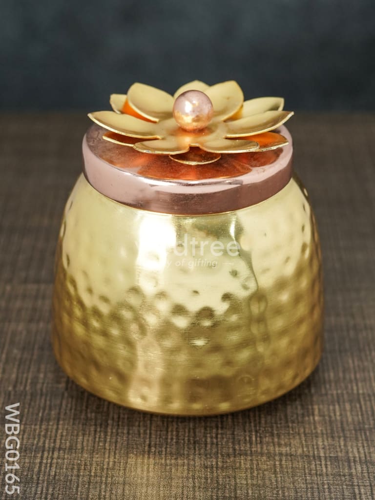 Brass Dry Fruit Container With Copper Lid - Wbg0165 Box