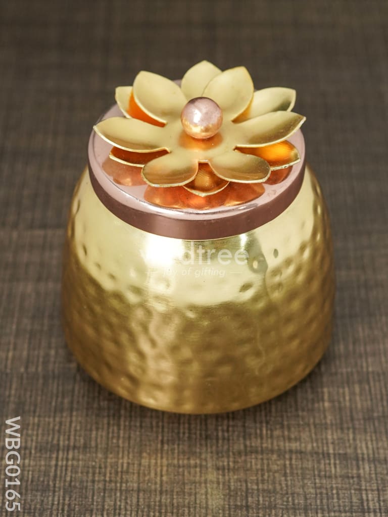 Brass Dry Fruit Container With Copper Lid - Wbg0165 Box