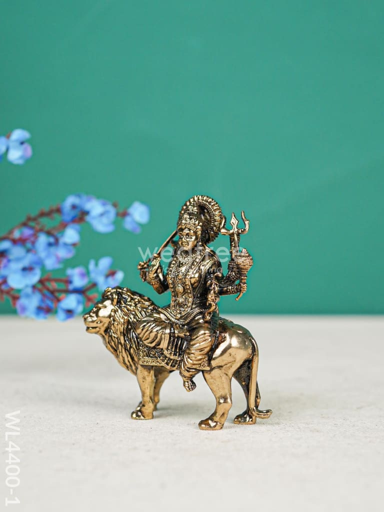 Brass Antique Durga Maa With Lion Idol - Wl4400 Figurines