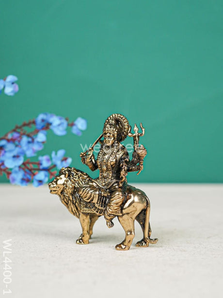 Brass Antique Durga Maa With Lion Idol - Wl4400 Figurines