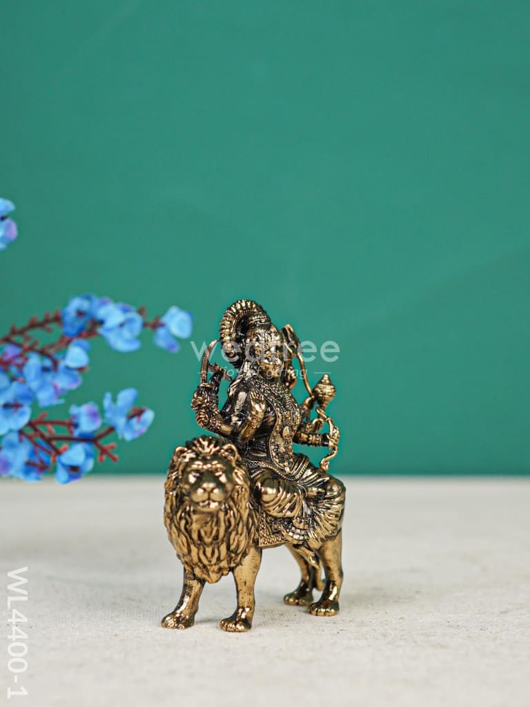 Brass Antique Durga Maa With Lion Idol - Wl4400 Figurines