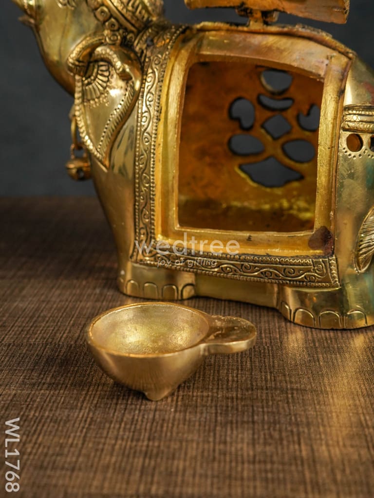 Brass Elephant Diya Holder - Wl1768