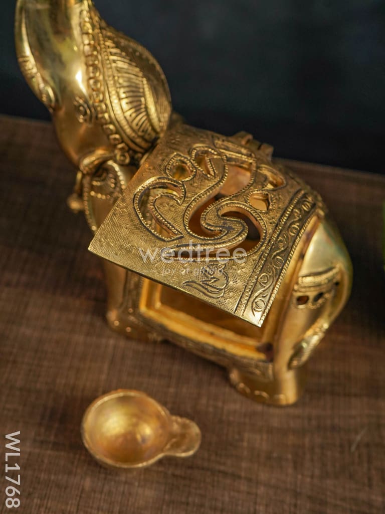 Brass Elephant Diya Holder - Wl1768